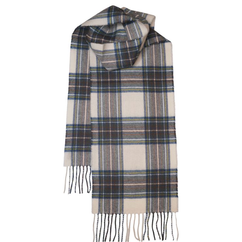 Stewart Blue Dress Lambswool Tartan Scarf