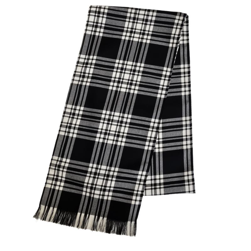 Evening Sash in Menzies Black and White Tartan in Fine Wool