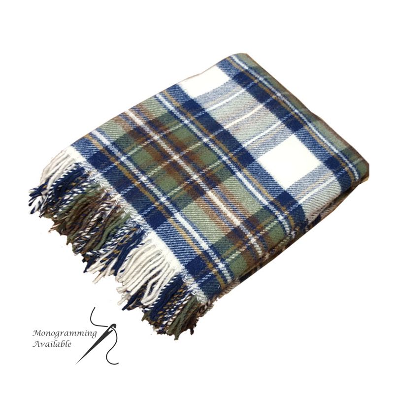 Pure New Wool Rug in Muted Blue Dress Stewart Tartan