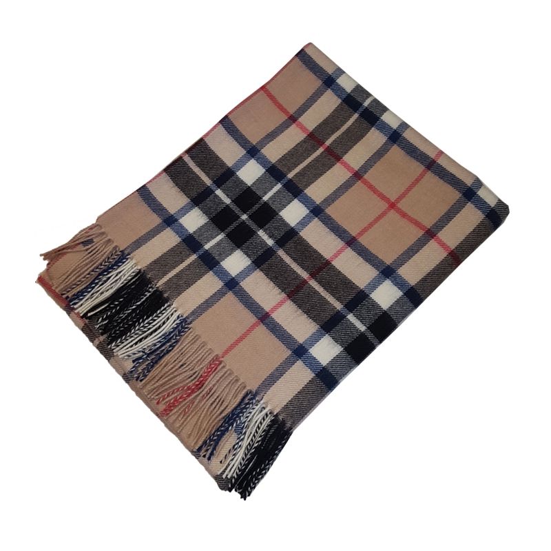 Lambswool throw in Thomson Camel Tartan