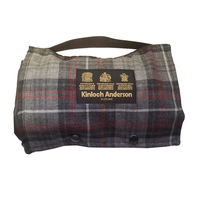 The Kinloch Anderson Picnic Rug - Castle Grey Tartan & Wax Waterproof Back