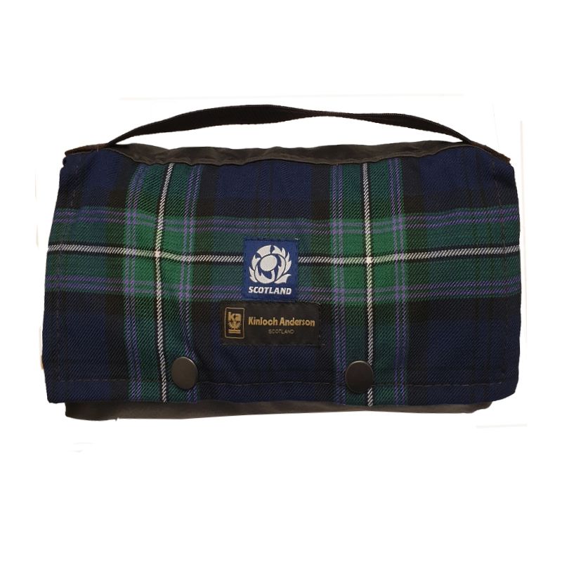 The Kinloch Anderson Picnic Rug in the Scottish Rugby Tartan with wax waterproof backing - As One