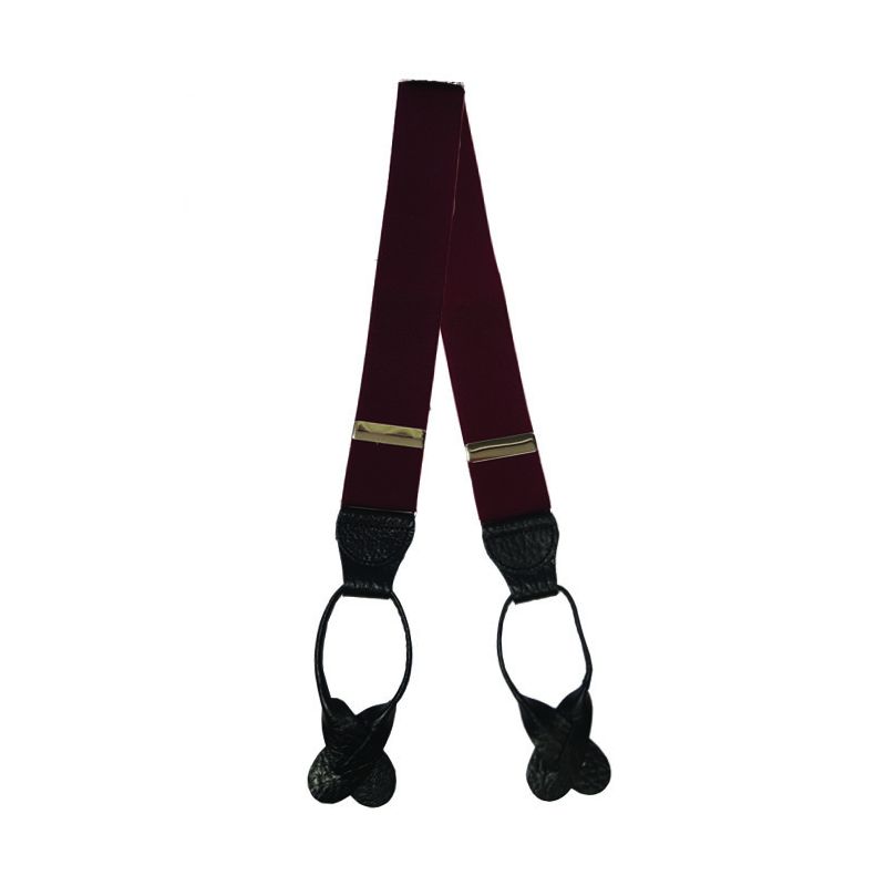 Rolled Leather End Braces - burgundy