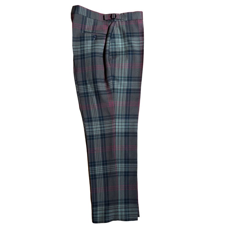 Straight Waistband Trousers in Ross Hunting Weathered Tartan