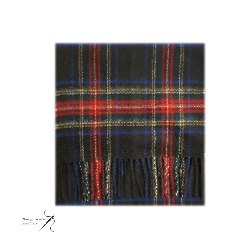 Cashmere Scarf in Stewart Black Tartan