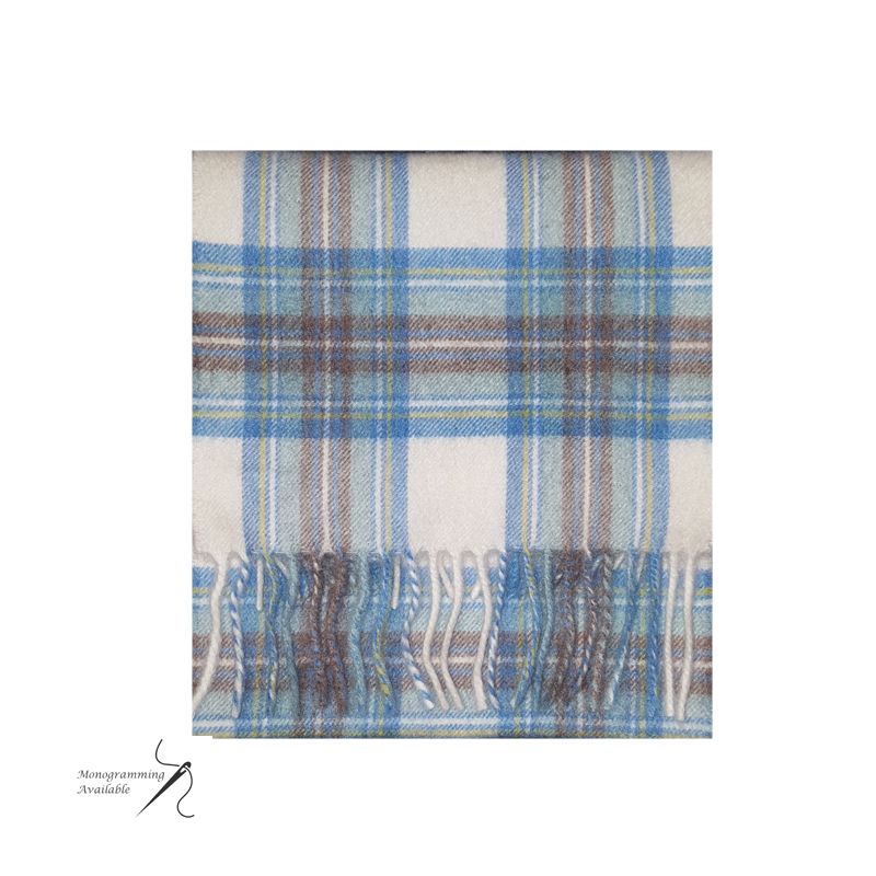 Cashmere Scarf in Stewart Muted Blue Dress Tartan
