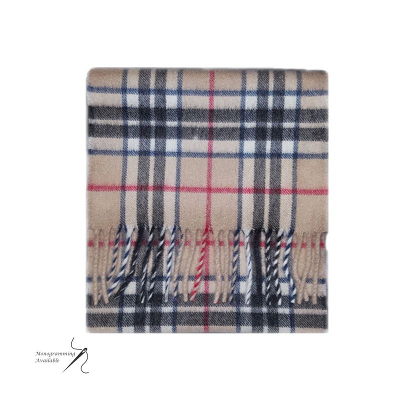 Cashmere Scarf in Camel Thomson Tartan