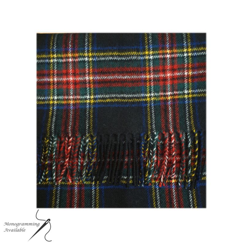 Lambswool Scarf in Stewart Black Tartan