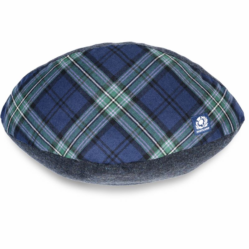 Eco Rugby Ball Cushion in Scottish Rugby Tartan