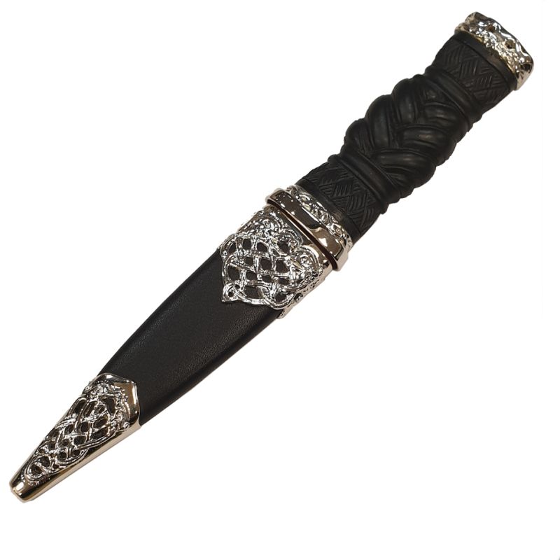 Plaited Effect Handle with Polished Pewter Lattice Design and Plain Top