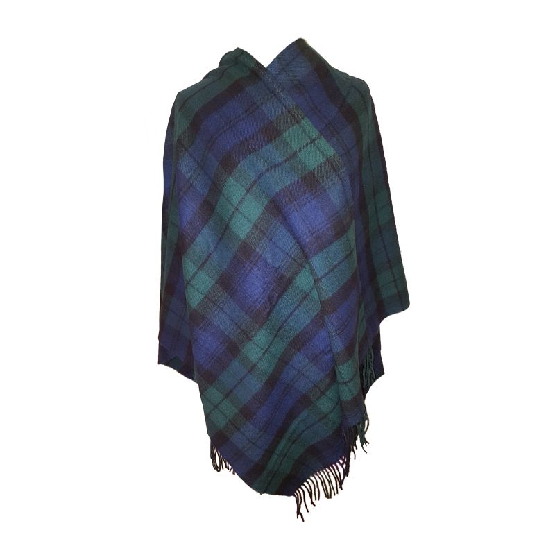 Lambswool Serape in Black Watch Tartan