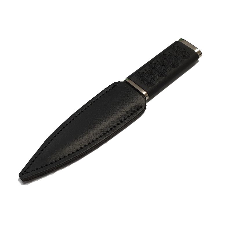Black Celtic Circle Sgian Dubh with black leather sheath
