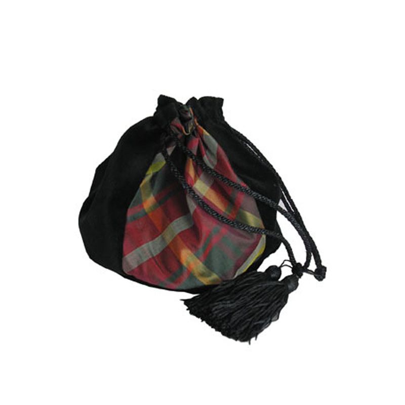Silk and Velvet Evening Bag in Maple Tartan Silk