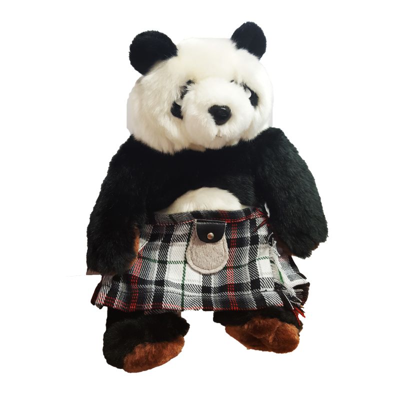 Soft Toy Panda with Tartan Kilt