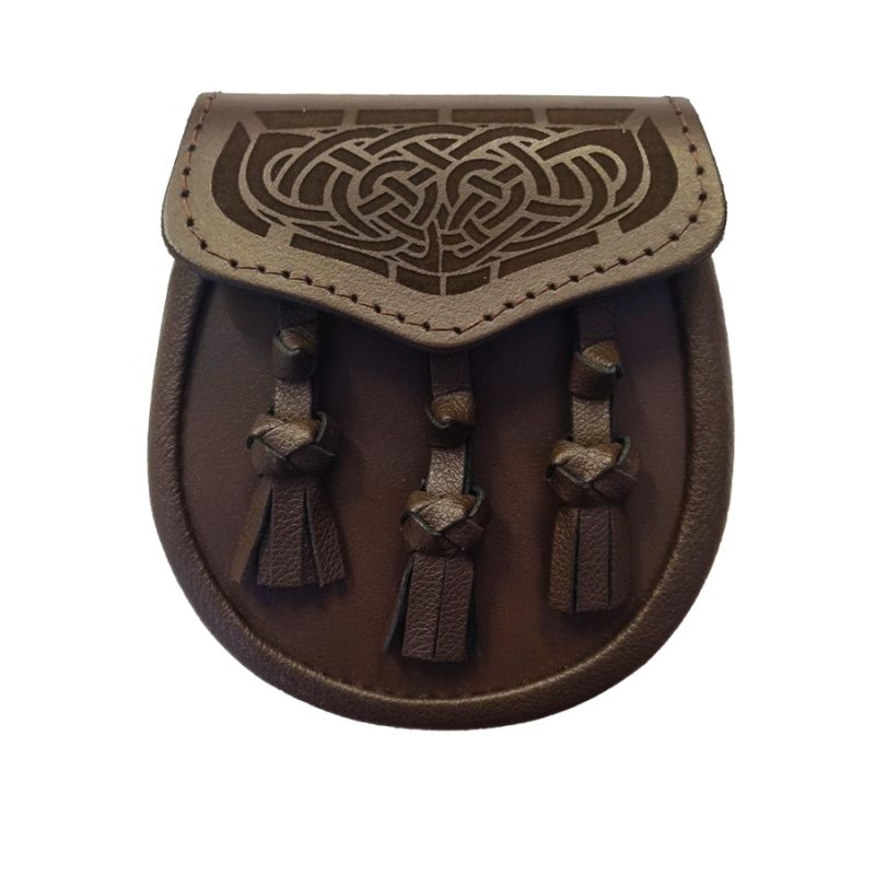 Boys Laser Etched Soft Brown Leather Day Sporran