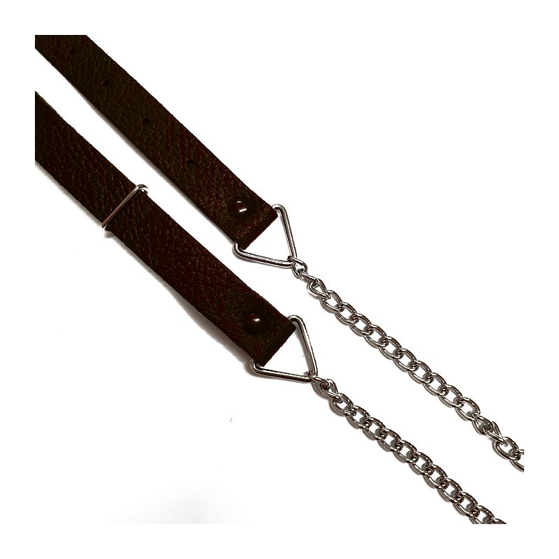 Chrome Sporran Chain Strap - Curb Link in Chocolate Brown Leather