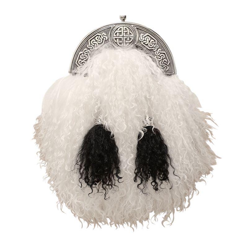 Persian Lamb Dress Sporran with Chrome Cantle and 2 Tassels