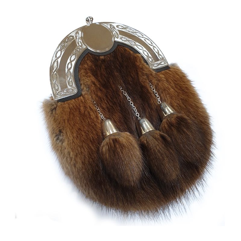 Sterling Silver Mounted and Cast Grey Seal Sporran with three cone tassels Hamilton and Inches