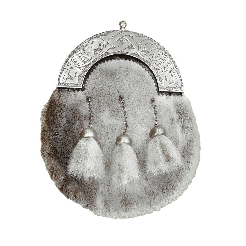 Sealskin Dress Sporran with Celtic Bird Cantle in Antique Finish