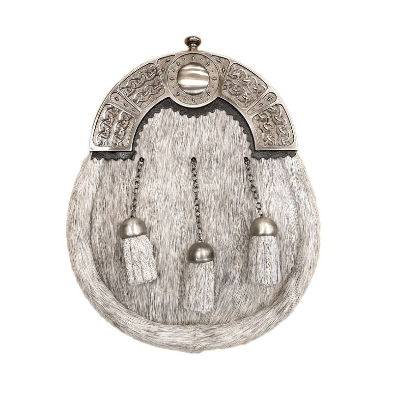 Pony Skin Dress Sporran with Celtic Design Cantle in Antique Finish