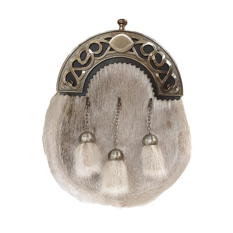 Sealskin Dress Sporran with Open Work Cantle in Antique Finish