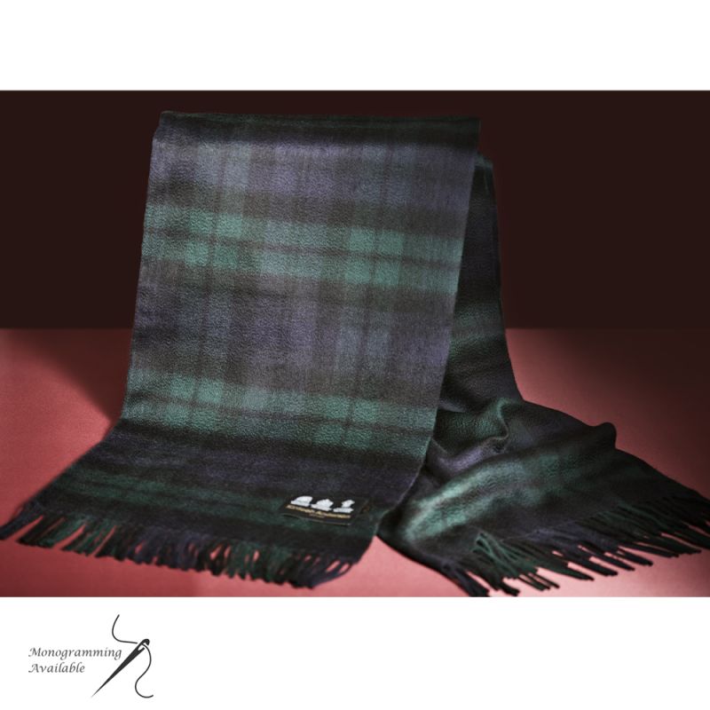 Cashmere Stole in Black Watch Tartan