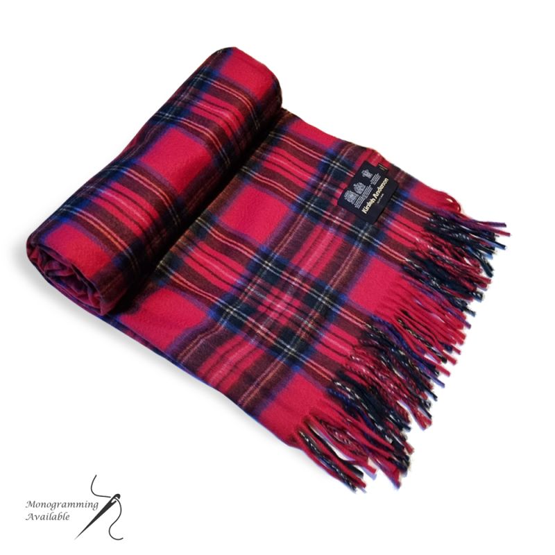 Ripple Cashmere throw blanket in Royal Stewart Tartan