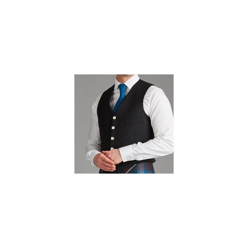 Day Argyll Waistcoat in Black Barathea  Made to Order