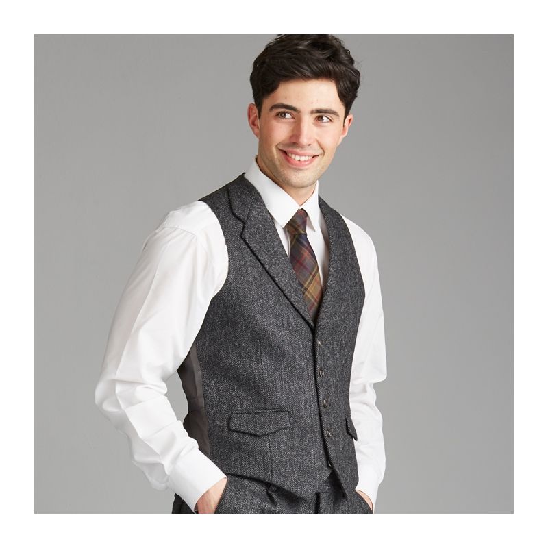 The Kinloch Anderson 1868 Collection Anderson Lapel Tweed Charcoal Grey Waistcoat