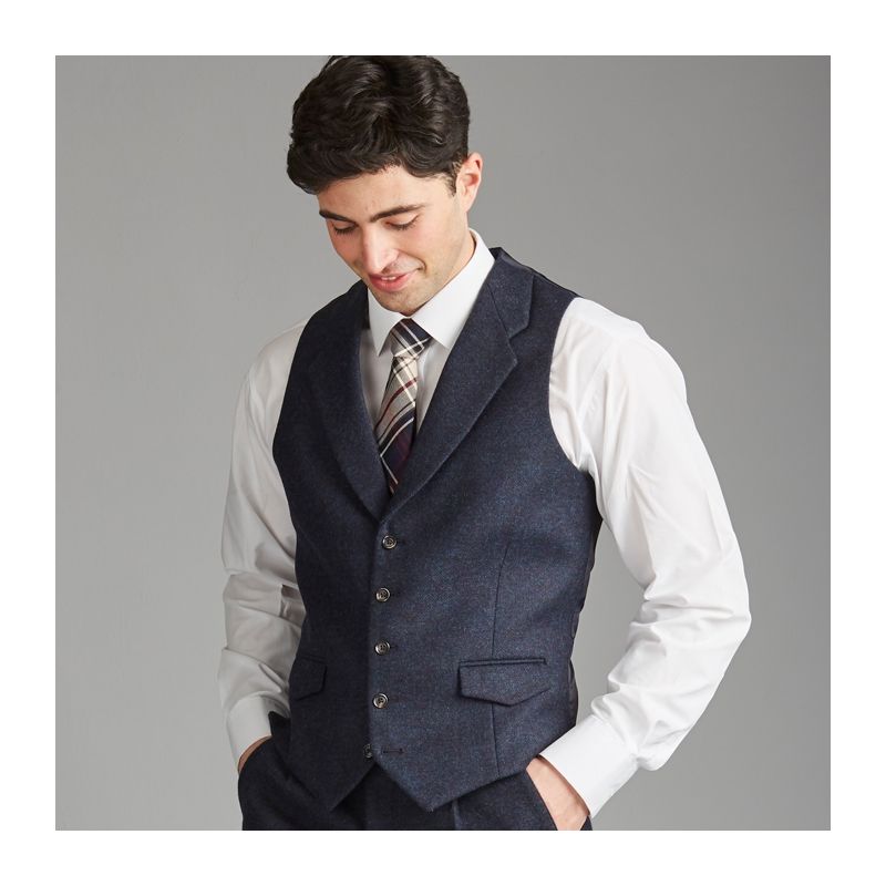 The Kinloch Anderson 1868 Collection Anderson Lapel Tweed Midnight Ocean Waistcoat