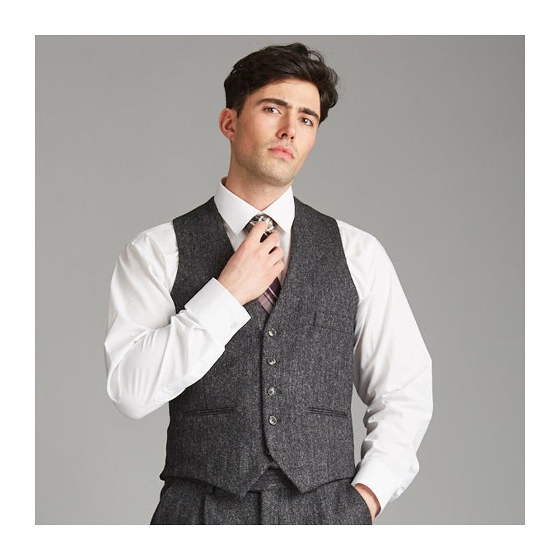 The Kinloch Anderson 1868 Cairngorm Highland Waistcoat in Charcoal Grey Tweed