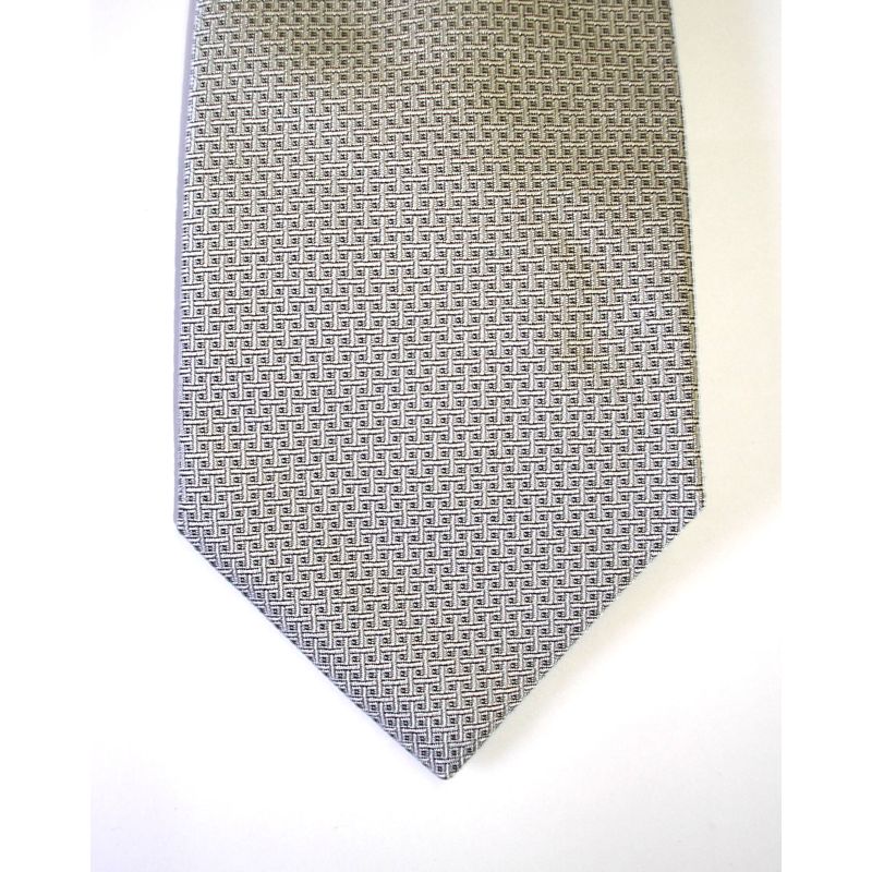 Wedding Tie in Pure Silk Silver Grey Open Basket Weave design