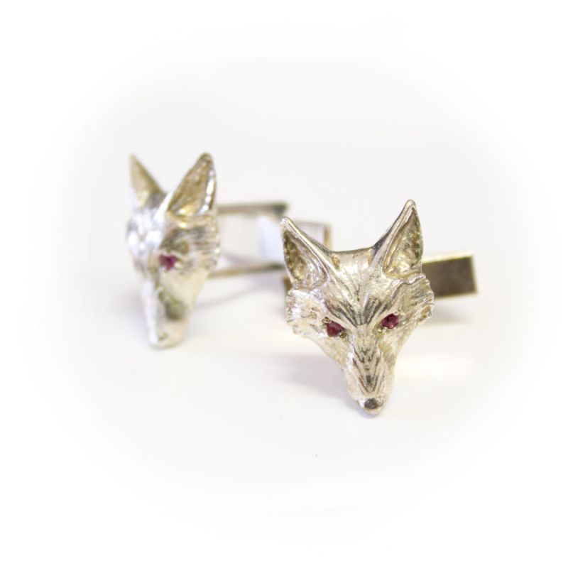 Fox Head cufflinks with ruby eyes
