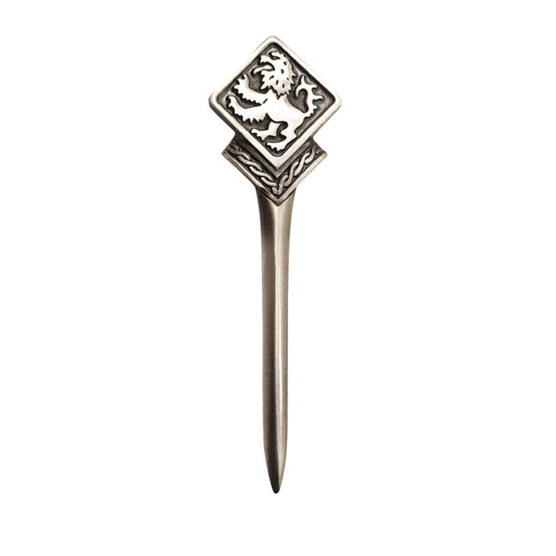 Lion Embossed Kilt Pin in Matt Pewter