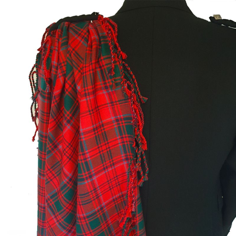 Fly Plaid with purled fringe - Grant Red Modern