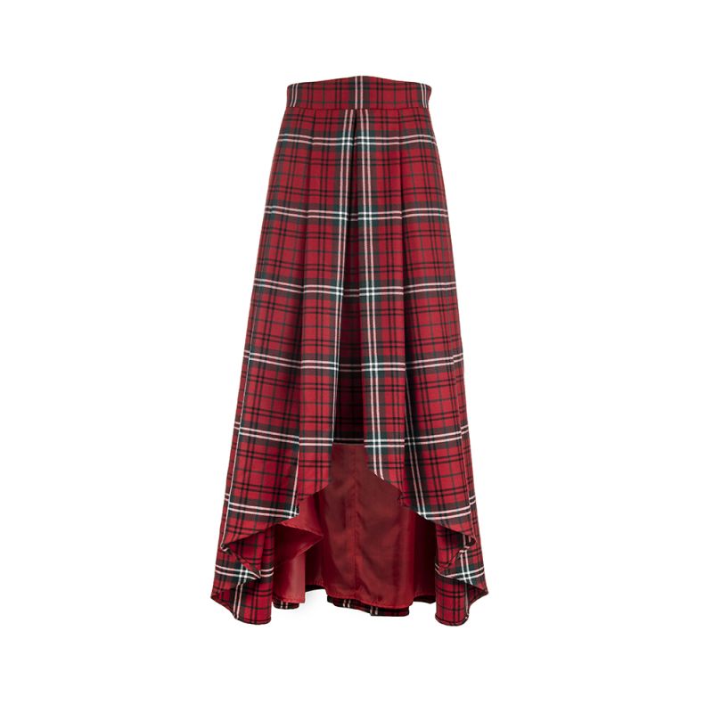 Pleated Lilly Skirt in Scott Red Tartan - 100% Wool