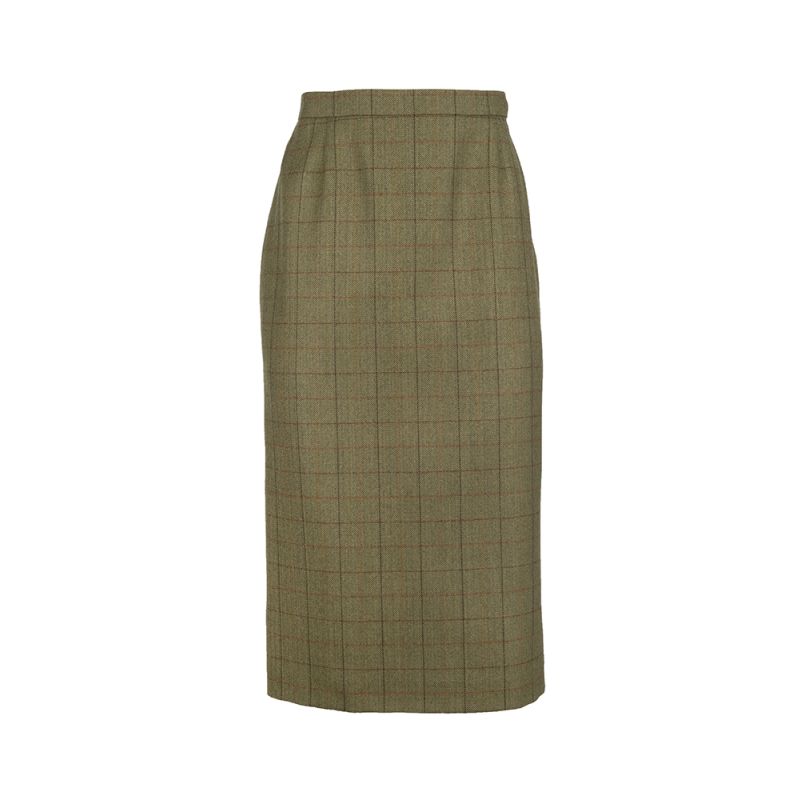 Classic Straight Skirt in Lightweight Green Tweed