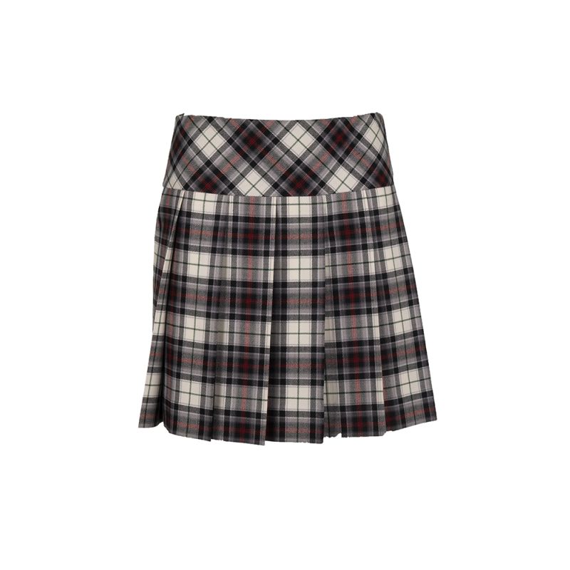 Hipster Pleated Skirt in Panda Tartan - Mini Length