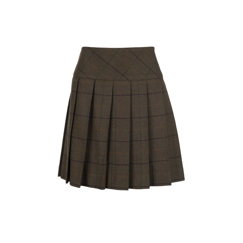 Hipster Pleated Skirt in Brown and Purple Heavy Weight - Mini Length
