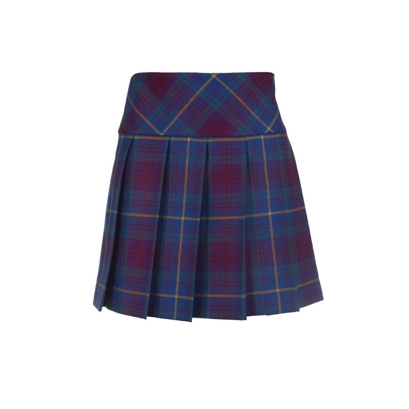 Hipster Pleated Skirt in Blue Tartan - Mini Length