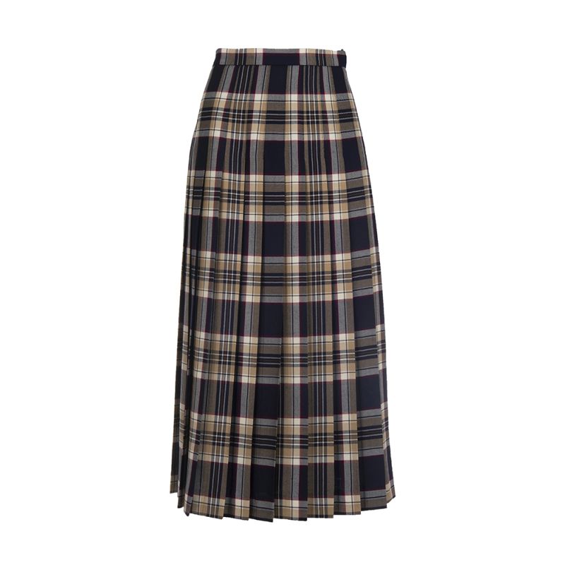 All Round Knife Pleat Skirt in Blue Stewart Tartan