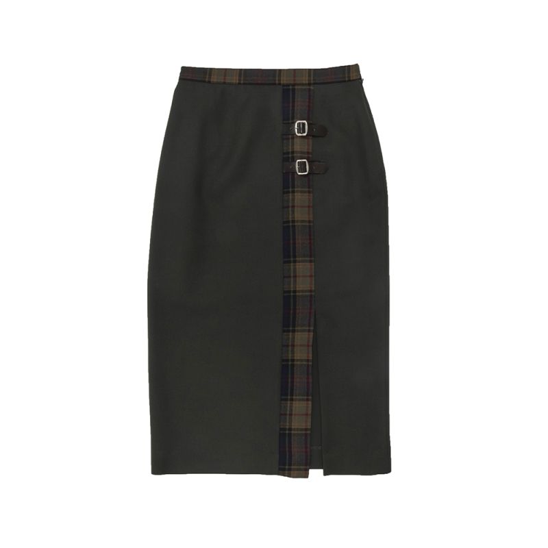 Straight Skirt in Kinloch Anderson Tartan and Muted Green