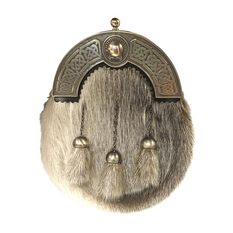 Seal Skin Dress Sporran with Celtic Torq Design in Antique Finish - Reduced to Clear