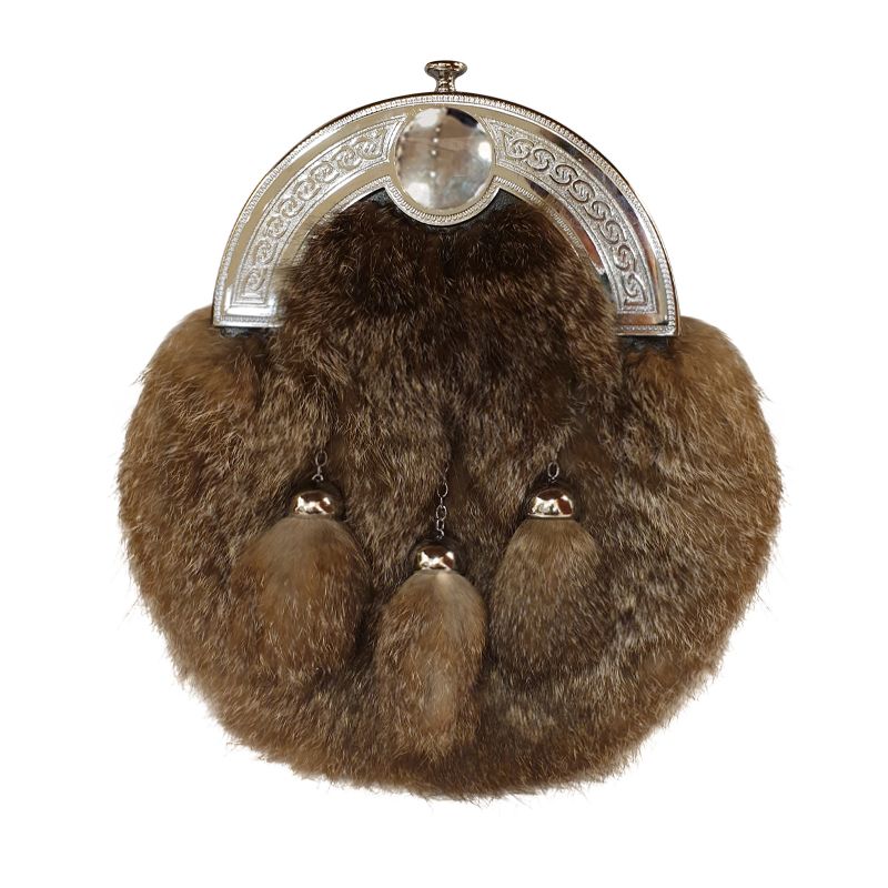 Smokey Rabbit Dress Sporran with Celtic Cantle in Chrome Finish - Reduced to Clear