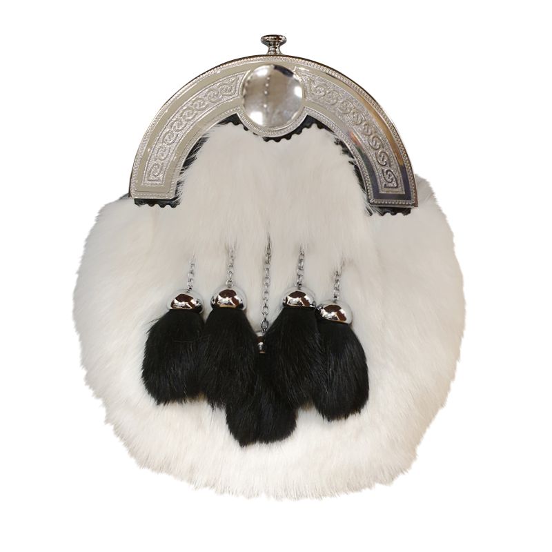 White Rabbit Dress Sporran with Celtic Cantle in Chrome Finish - Reduced to Clear