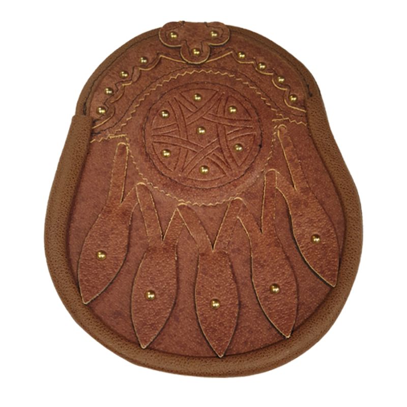 Leather Day Sporran with Studded Targe in Tan