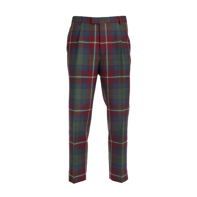 Straight Waistband Trousers in Roxburgh Red Muted Tartan