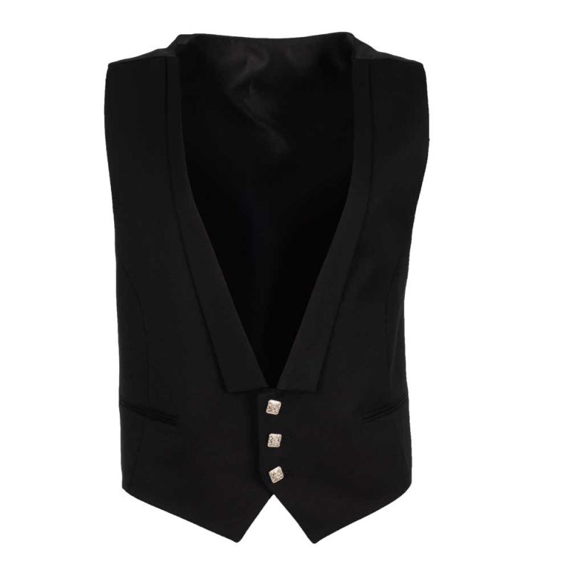 Extra Long Evening Waistcoat in Black Barathea