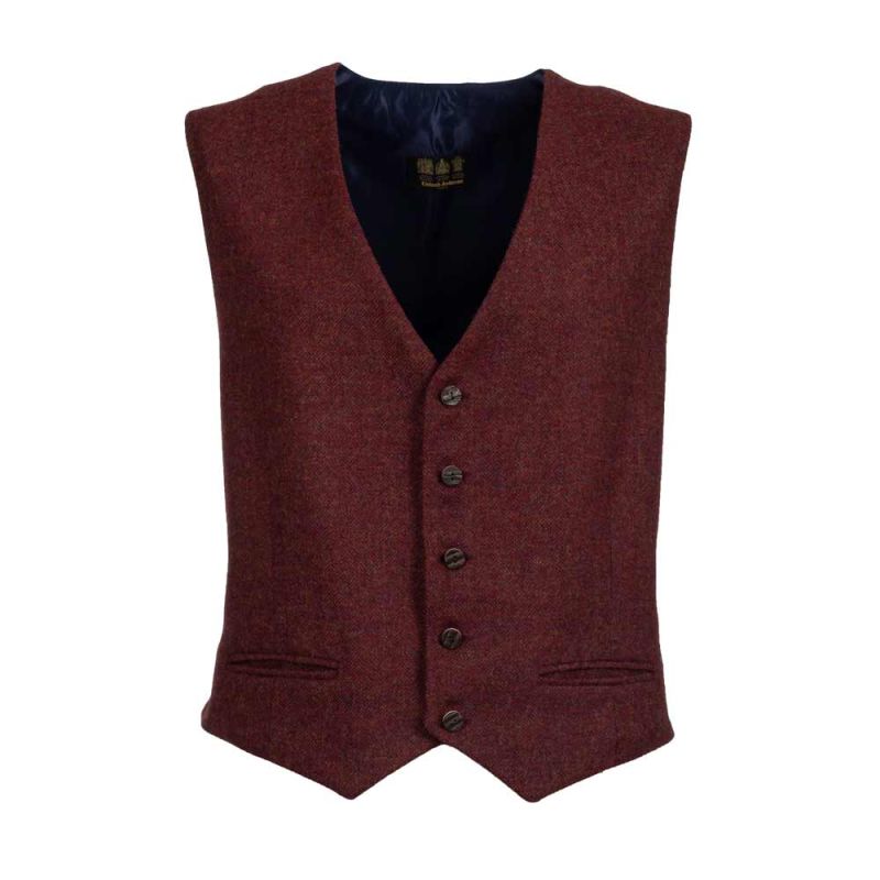 Day Waistcoat in Red Herringbone Tweed