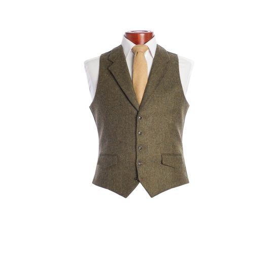 The Kinloch Anderson Anderson Lapel Green Tweed Waistcoat